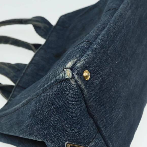 PRADA Canapa MM Hand Bag Denim Blue Auth hk1389 - Picture 10 of 16